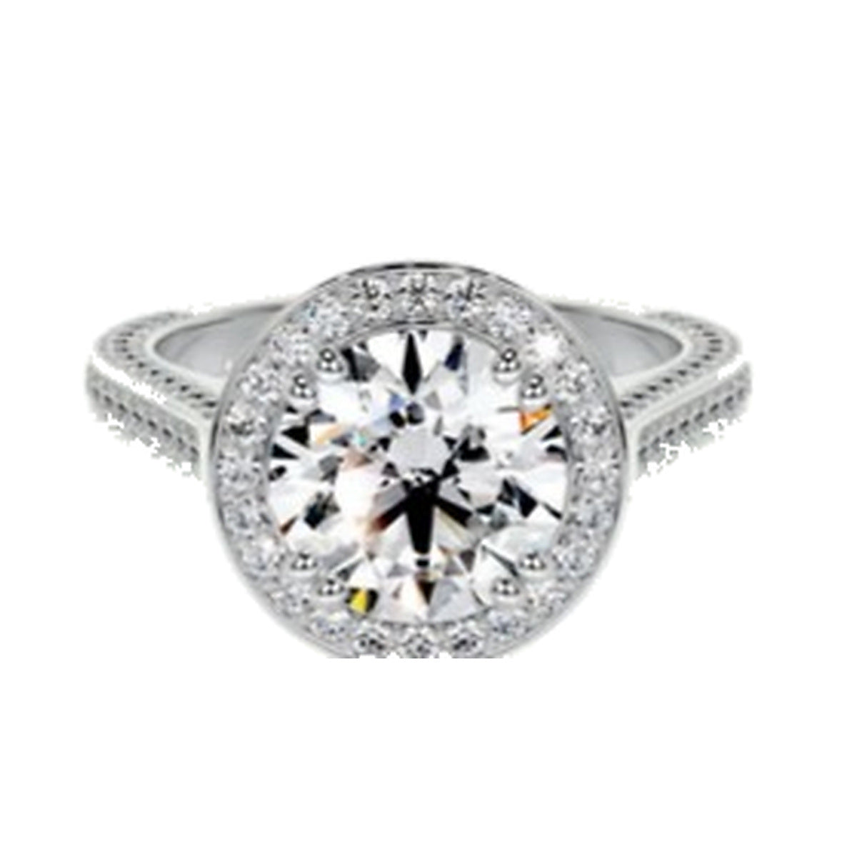 Engagement Ring SER0071 — Round Halo Pavé in White Gold