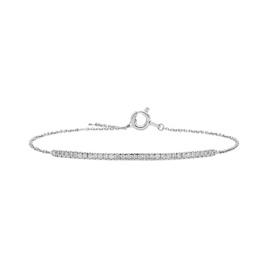 Bracelet SEB0011 — Curved Pavé Bar Chain Bracelet in White Gold