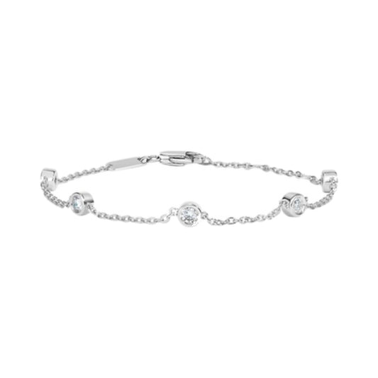 Bracelet SEB0015 — Round Bezel Station Chain Bracelet in White Gold