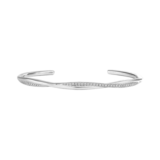 Bracelet SEB0026 — Twisted Bypass Cuff Bangle in White Gold