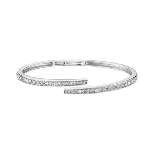 Bracelet SEB0027 — Overlapping Bypass Pavé Bangle in White Gold
