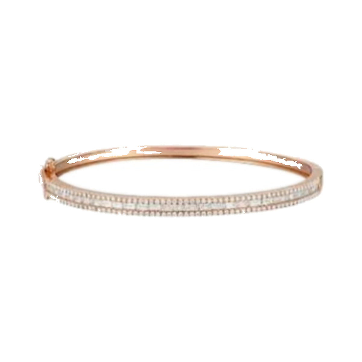 Bracelet SEB0029 — Double-Row Pavé Hinged Bangle in Rose Gold