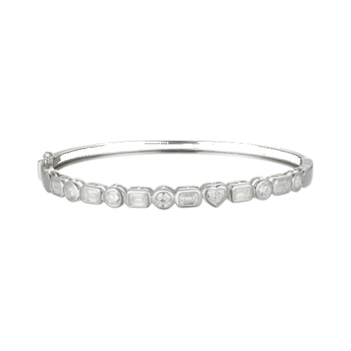 Bracelet SEB0030 — Multi-Shape Bezel Bangle in White Gold