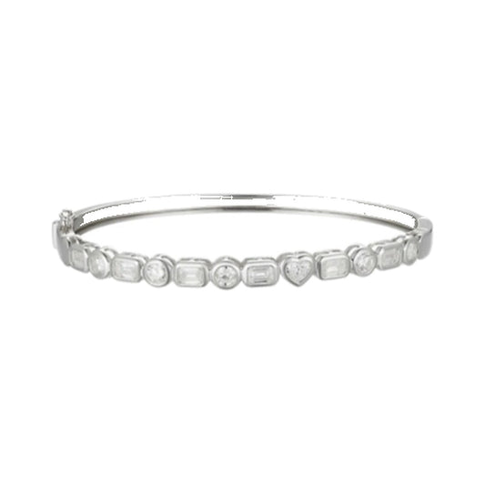 Bracelet SEB0030 — Multi-Shape Bezel Bangle in White Gold