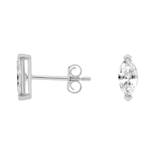 Earrings SEE0011 — Marquise Bezel Stud Earrings in White Gold