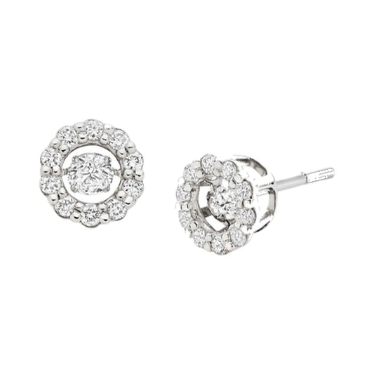 Earrings SEE0013 — Round Scalloped Halo Stud Earrings in White Gold