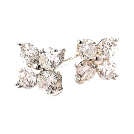 Earrings SEE0015 — Four-Stone Flower Cluster Studs in Rose Gold