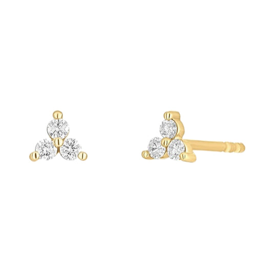 Earrings SEE0020 — Petite Tri-Cluster Stud Earrings in Yellow Gold