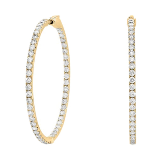 Earrings SEE0037 — Large Pavé Hoop Earrings in Yellow Gold