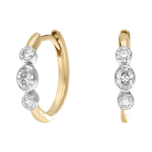 Earrings SEE0039 — Triple Bezel Huggie Earrings in Yellow Gold