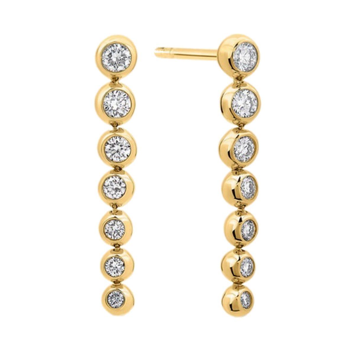 Earrings SEE0040 — Graduated Linear Bezel Bar Earrings in Yellow Gold