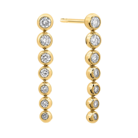 Earrings SEE0040 — Graduated Linear Bezel Bar Earrings in Yellow Gold