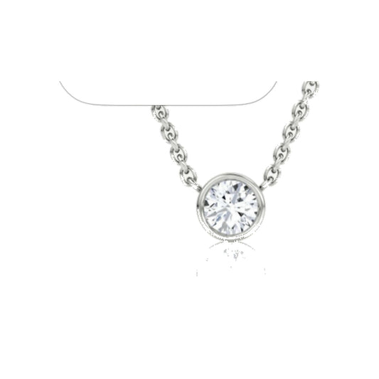 Necklace SEN0021 — Round Bezel Solitaire in White Gold