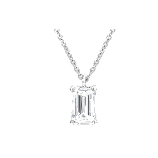 Necklace SEN0022 — Emerald Solitaire in White Gold