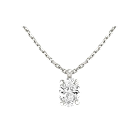 Necklace SEN0023 — Oval Solitaire in White Gold