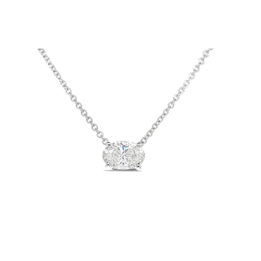 Necklace SEN0024 — Oval East-West Bezel Solitaire in White Gold