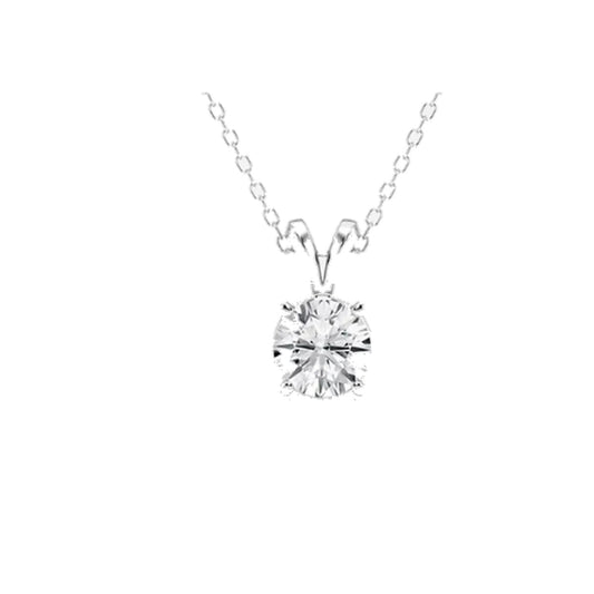 Necklace SEN0037 — Round Solitaire with V-Bail in White Gold