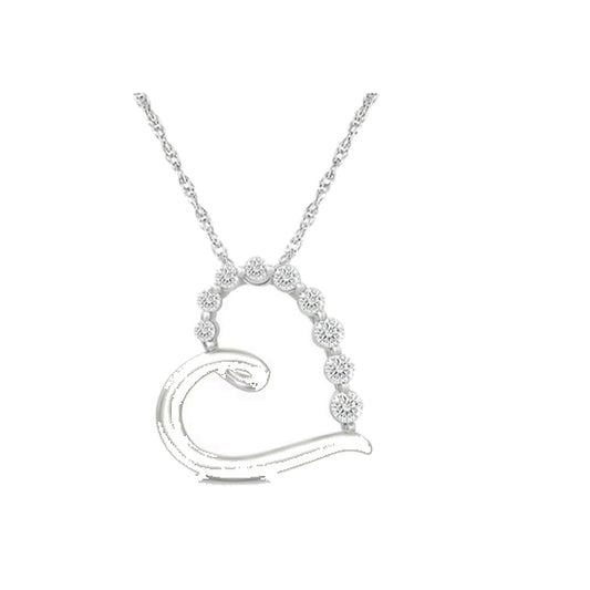 Necklace SEN0040 — Asymmetrical Open Heart Pendant in White Gold