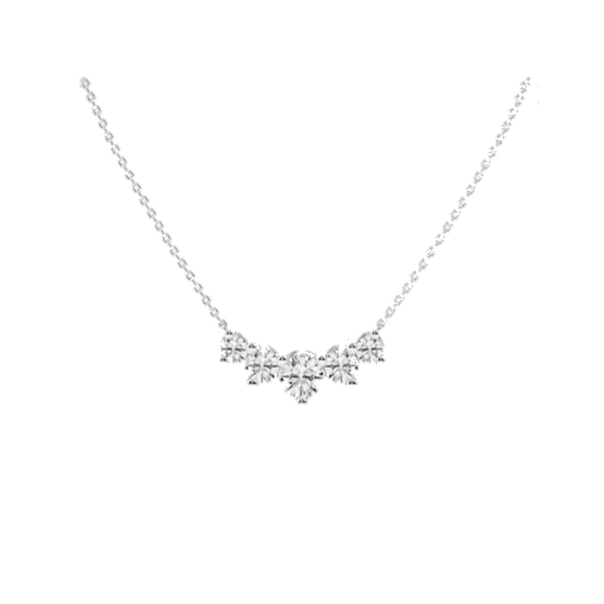 Necklace SEN0043 — Chevron Cluster Pendant in White Gold
