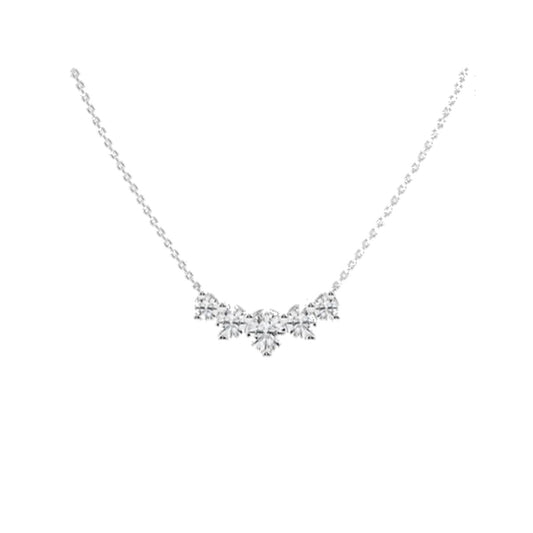 Necklace SEN0043 — Chevron Cluster Pendant in White Gold