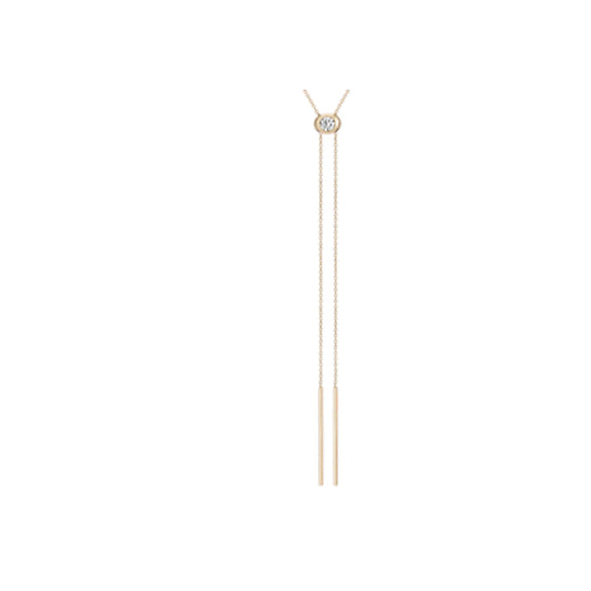Necklace SEN0047 — Y-Lariat Drop Necklace in Yellow Gold