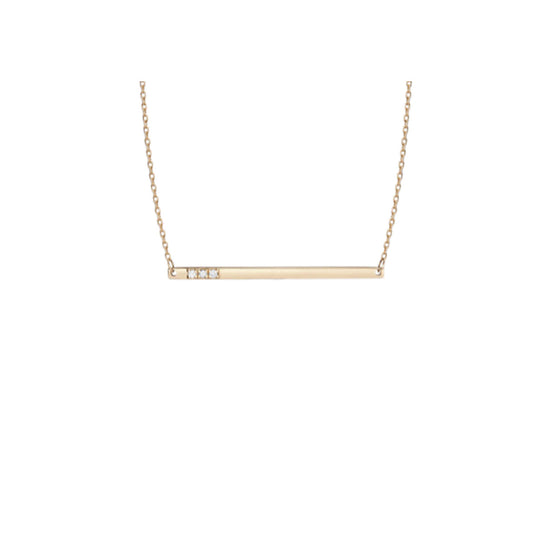 Necklace SEN0048 — Horizontal Bar Pendant with Pavé Accent in Yellow Gold