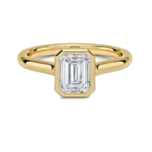 Engagement Ring SER0006 — Emerald Bezel Solitaire in Yellow Gold