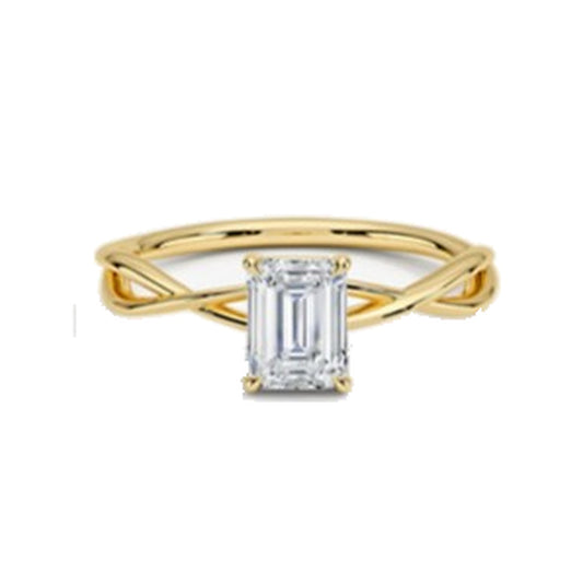 Engagement Ring SER0015 — Emerald Twisted Band in Yellow Gold