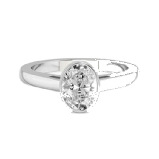 Engagement Ring SER0023 — Oval Bezel Solitaire in White Gold