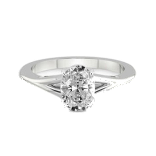 Engagement Ring SER0024 — Oval Split-Shank Solitaire in White Gold