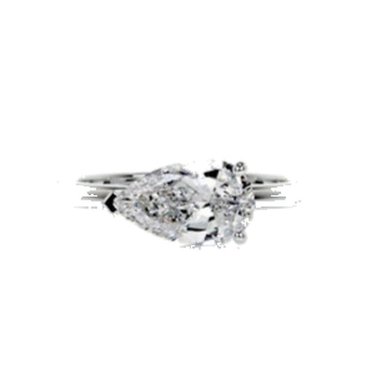 Engagement Ring SER0029 — Pear East-West Solitaire in White Gold