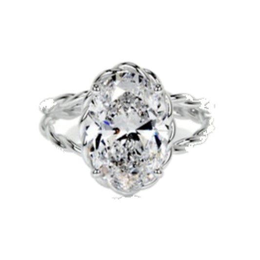 Engagement Ring SER0030 — Oval Twisted Split-Shank in White Gold