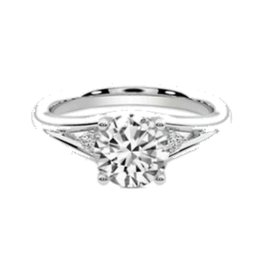 Engagement Ring SER0037 — Round Split-Shank with Accents in White Gold
