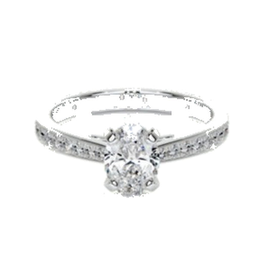 Engagement Ring SER0038 — Oval Pavé Band in White Gold