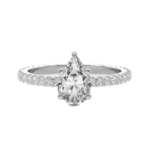 Engagement Ring SER0039 — Pear Pavé Band in White Gold
