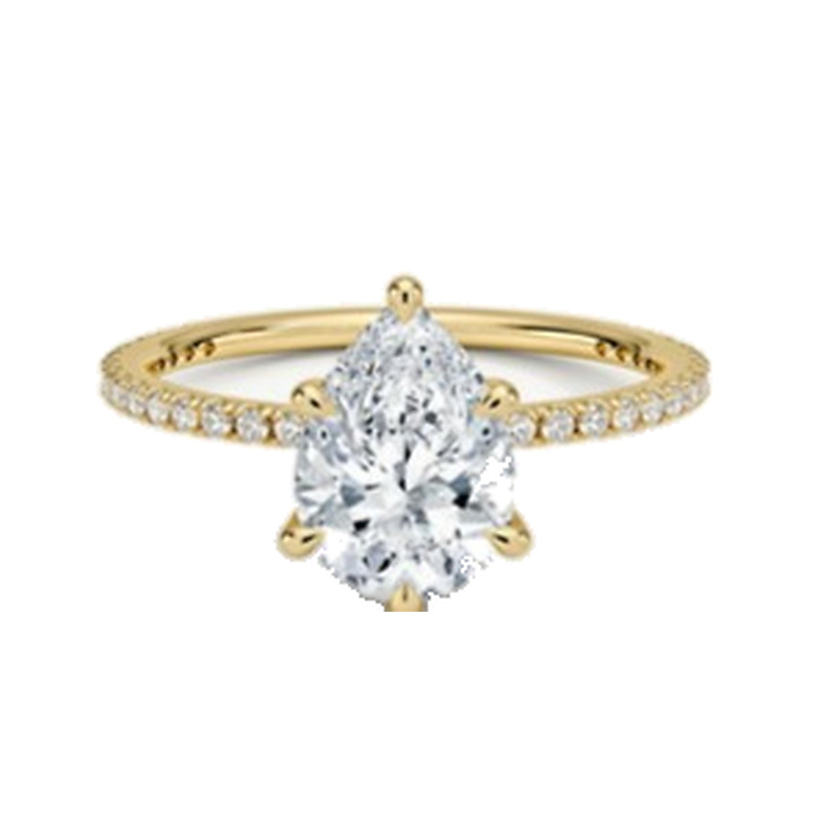 Engagement Ring SER0045 — Pear Pavé Band in Yellow Gold