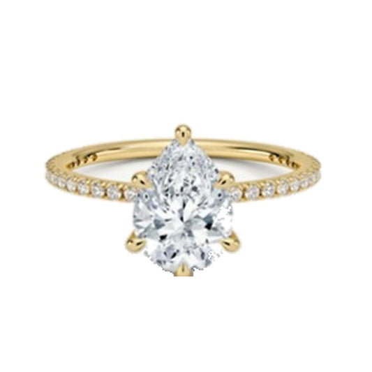 Engagement Ring SER0045 — Pear Pavé Band in Yellow Gold