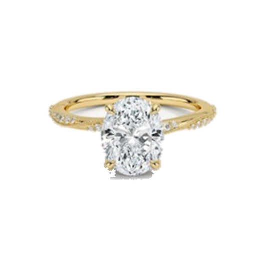 Engagement Ring SER0048 — Oval Pavé Band in Yellow Gold
