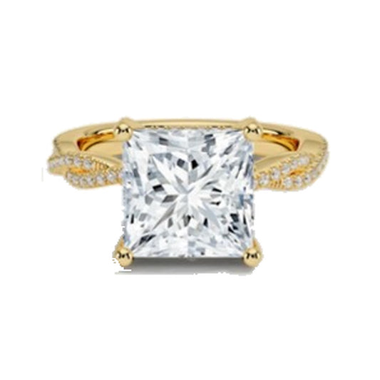 Engagement Ring SER0053 — Princess Twisted Pavé in Yellow Gold