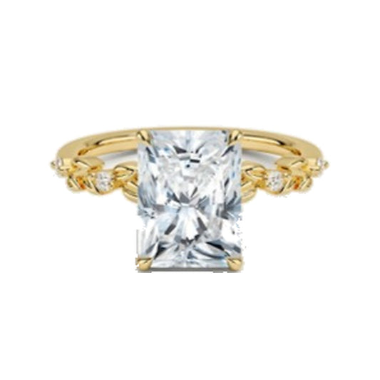 Engagement Ring SER0057 — Emerald Nature-Inspired Band in Yellow Gold