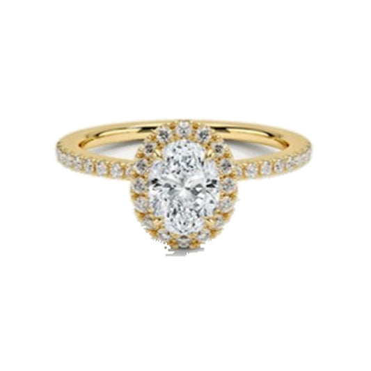 Engagement Ring SER0068 — Oval Halo Pavé in Yellow Gold
