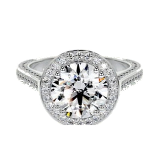 Engagement Ring SER0071 — Round Halo Pavé in White Gold