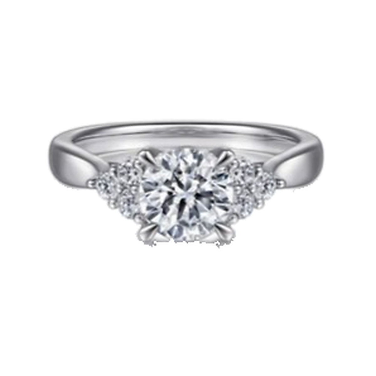 Engagement Ring SER0073 — Round Three-Stone Cluster in White Gold
