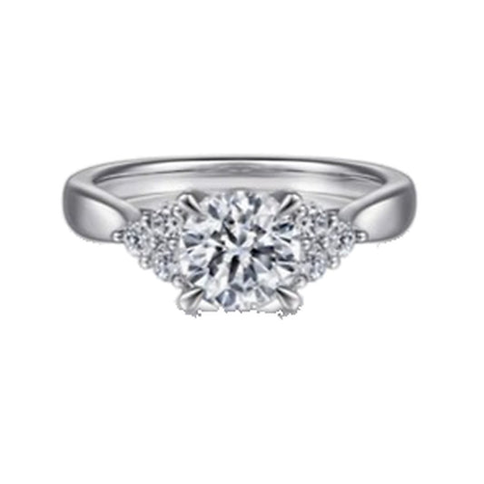 Engagement Ring SER0073 — Round Three-Stone Cluster in White Gold