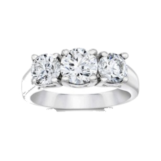 Engagement Ring SER0077 — Round Three-Stone in White Gold