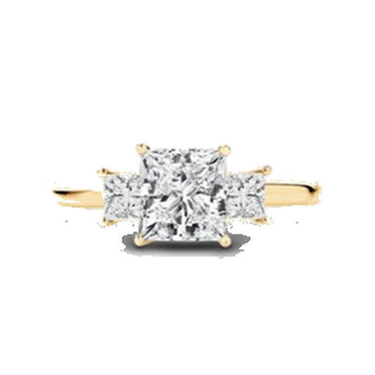 Engagement Ring SER0083 — Princess Three-Stone in Yellow Gold