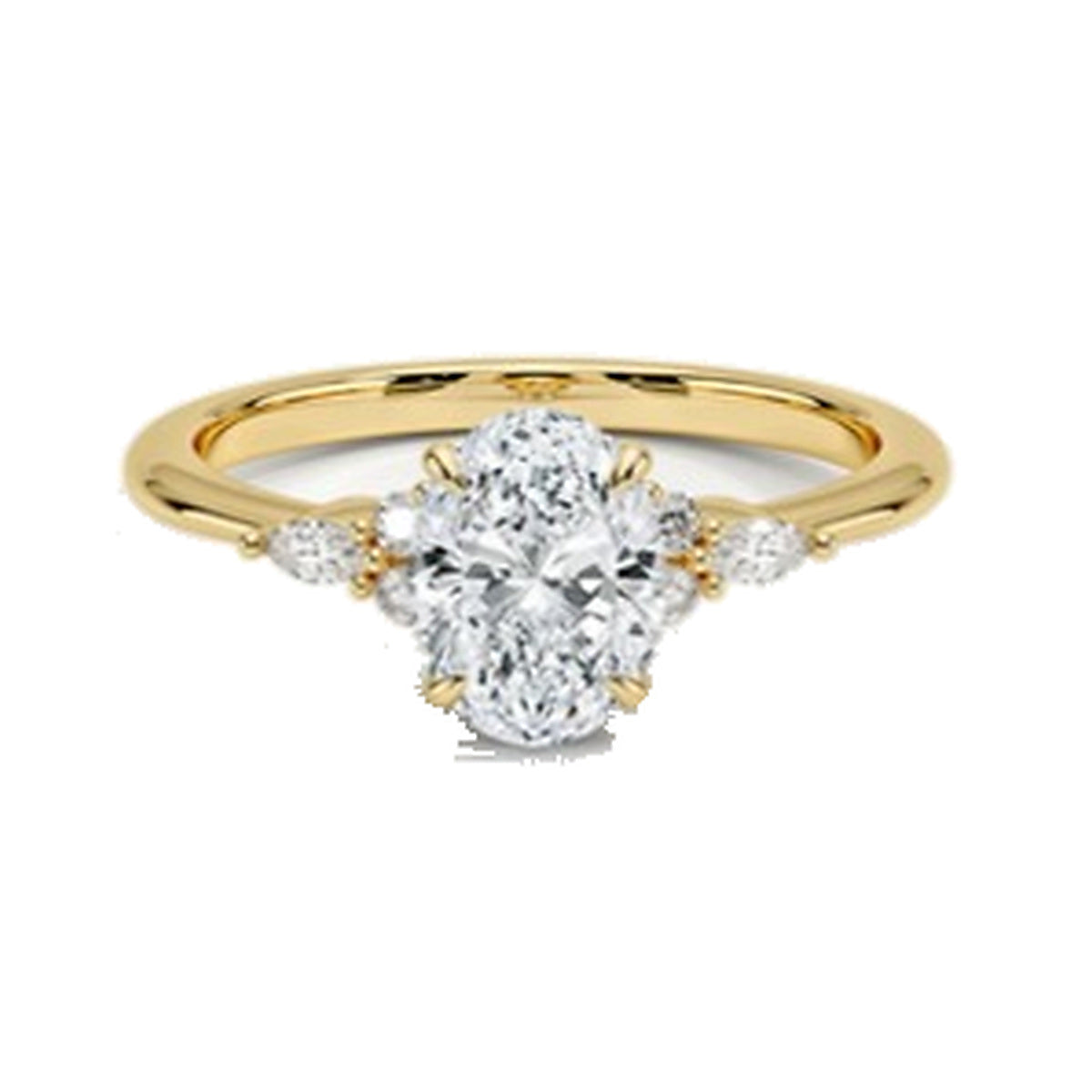 Engagement Ring SER0085 — Oval Multi-Stone Accents in Yellow Gold