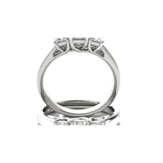 Engagement Ring SER0102 — Princess Three-Stone Trellis in White Gold
