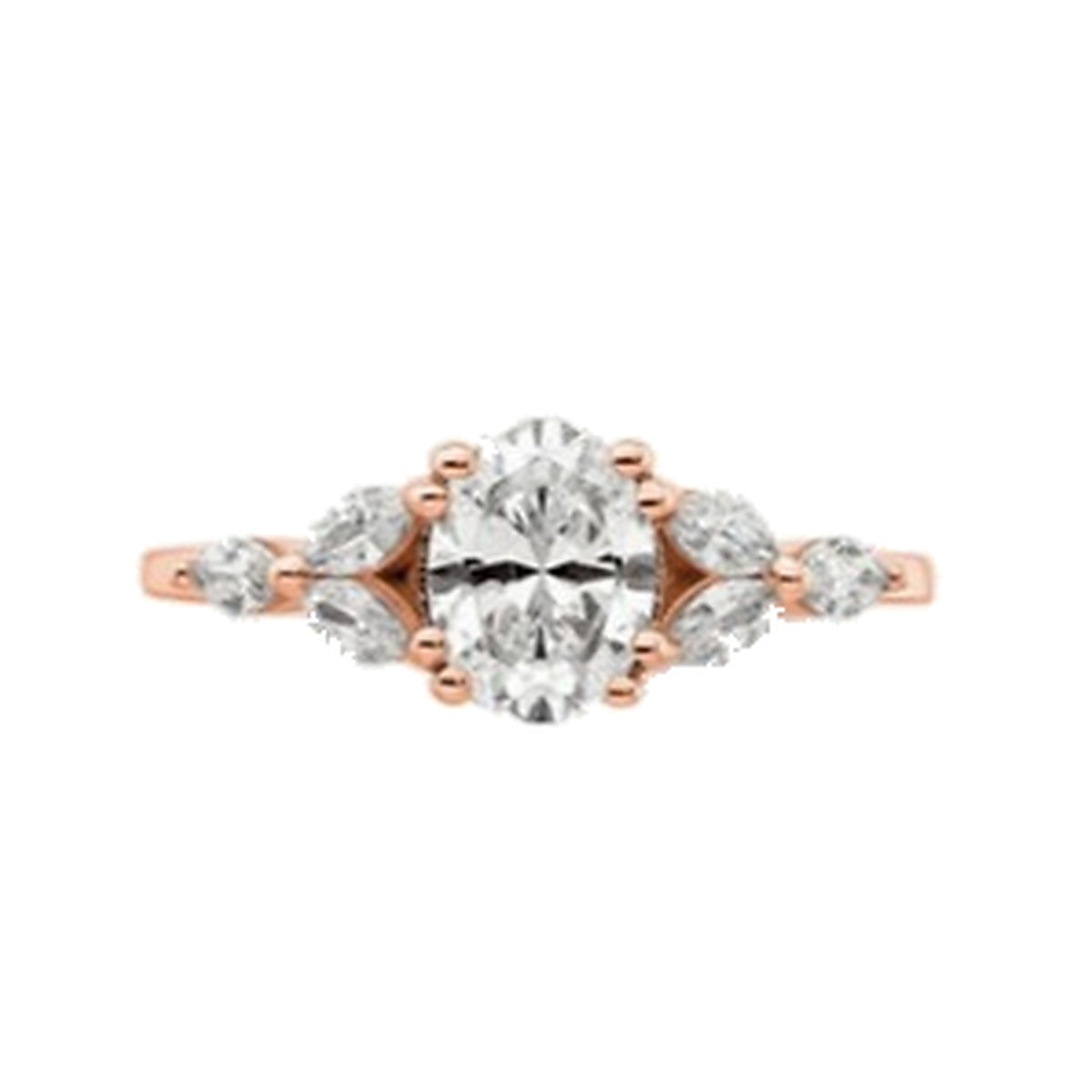 Engagement Ring SER0105 — Oval Marquise Cluster in Rose Gold